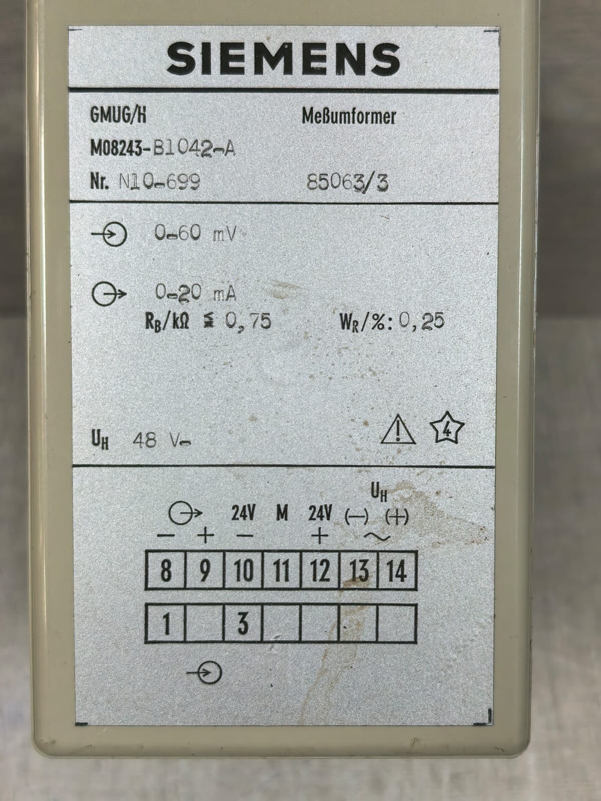 Siemens M08243-B1042-A N10-699 SIEMENS M08243-B1042-A N10-699 MEASUREMENT CONVERTER 2