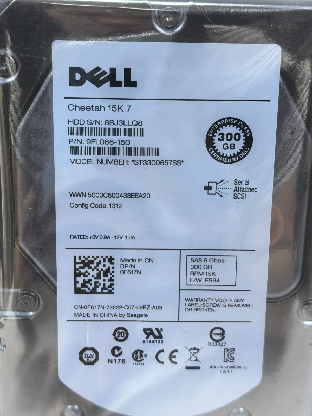 Dell 9FL066-150 DELL ST3300657SS HARD DRIVE 9FL066-150 CHEETAH 15K.7 2