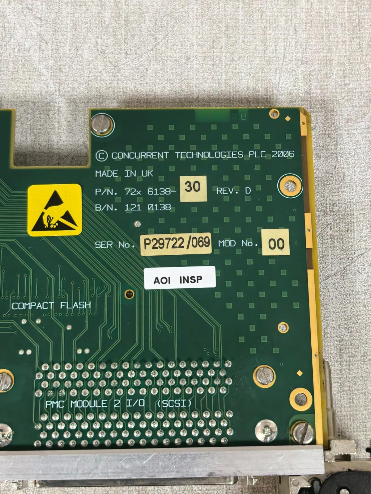 CONCURRENT TECHNOLOGIES 2X-6138-30 REV.D CONCURRENT TECHNOLOGIES AD PP5 001 P/N:72X-6138-30 REV.D MODULE 6