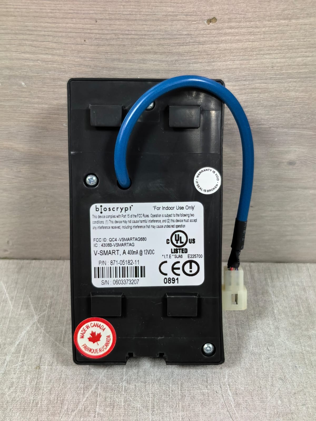 BIOSCRYPT 871-05182-11 /871-05252-13 BIOSCRYPT V-SMART A 871-05182-11 /871-05252-13 ACCESS CONTROL DEVICE 6