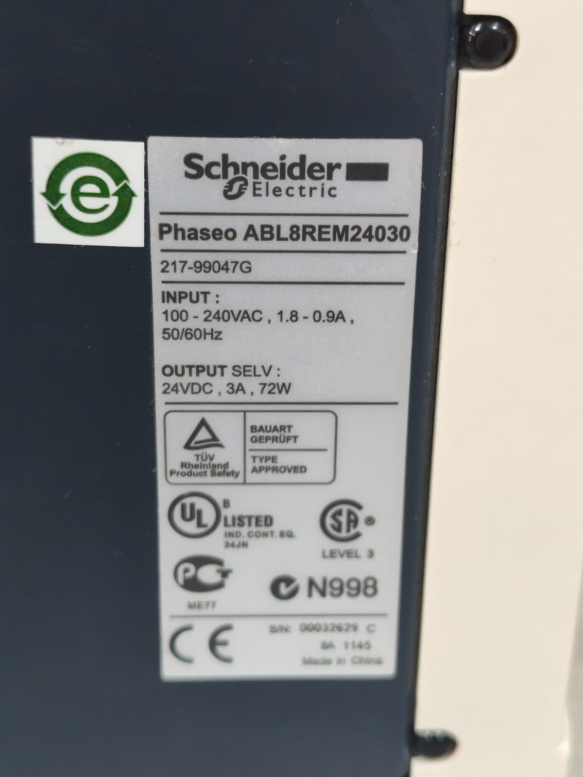 Schneider Electric ABL8REM24030 SCHNEIDER ELECTRIC ABL8 REM24030 POWER SUPPLY 100-240VAC 7
