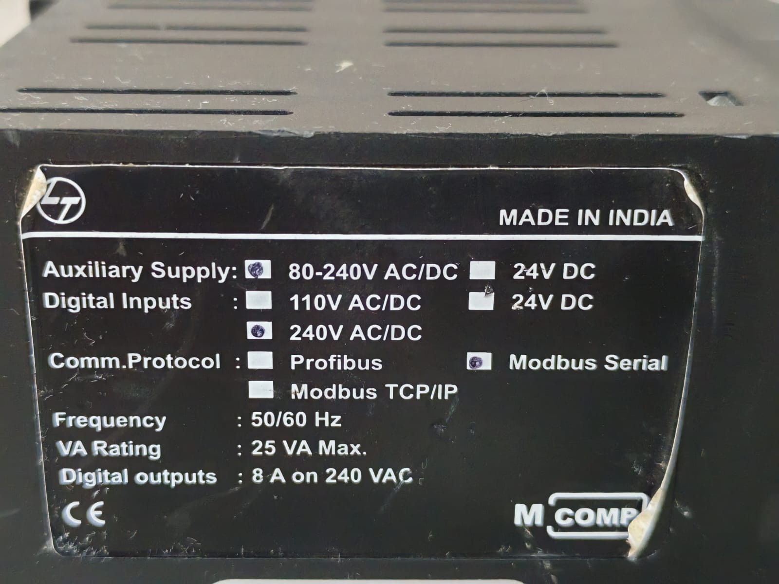 LT MCOMP ZX90034 REV.03 LT MCOMP ZX90034 REV.03 INTELLIGENT MOTOR CONTROL MONITORING &PROTECTION RELAY 7