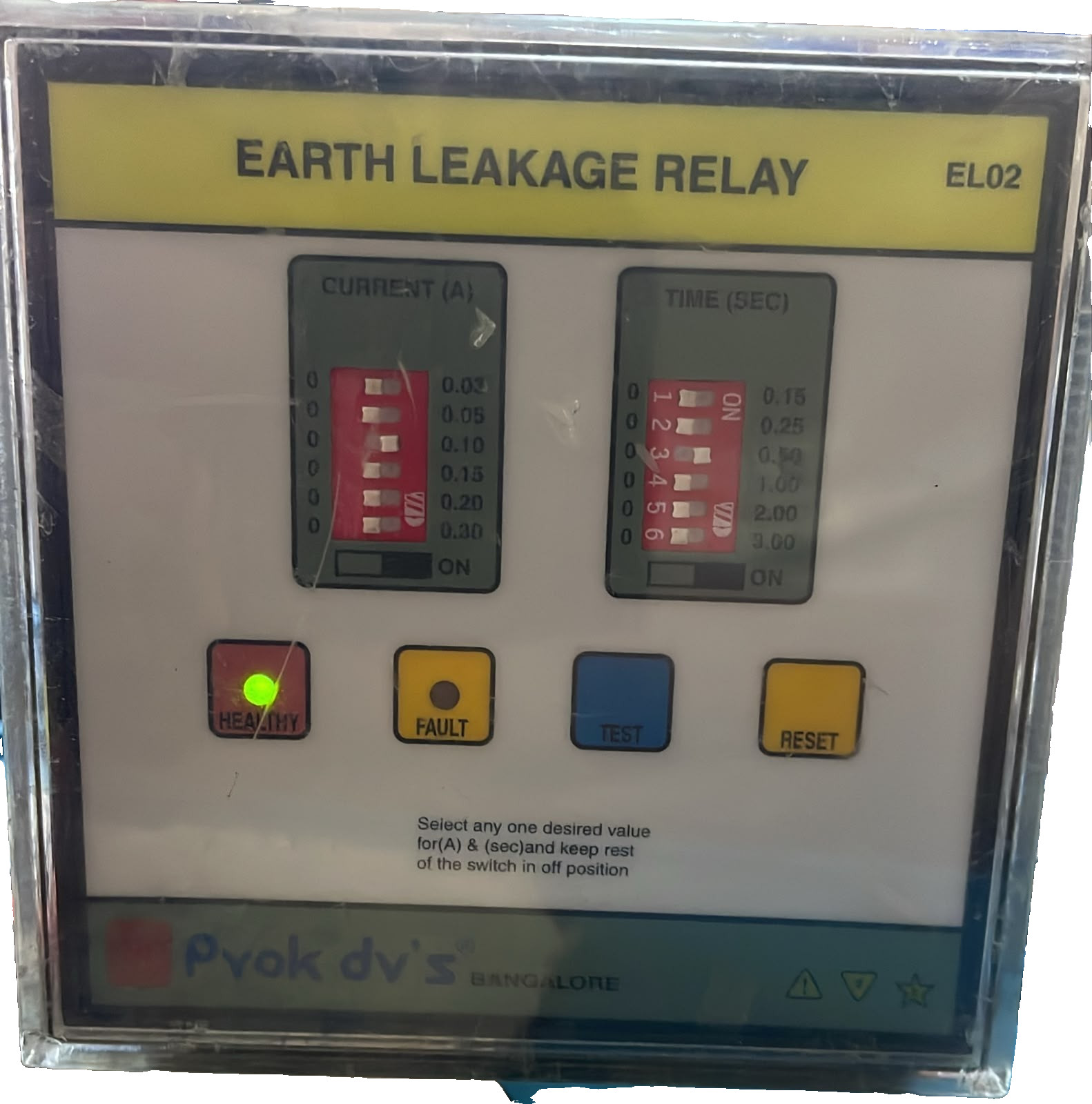 PYOK DV'S EL02 EARTH LEAKAGE RELAY 85-275VAC/DC