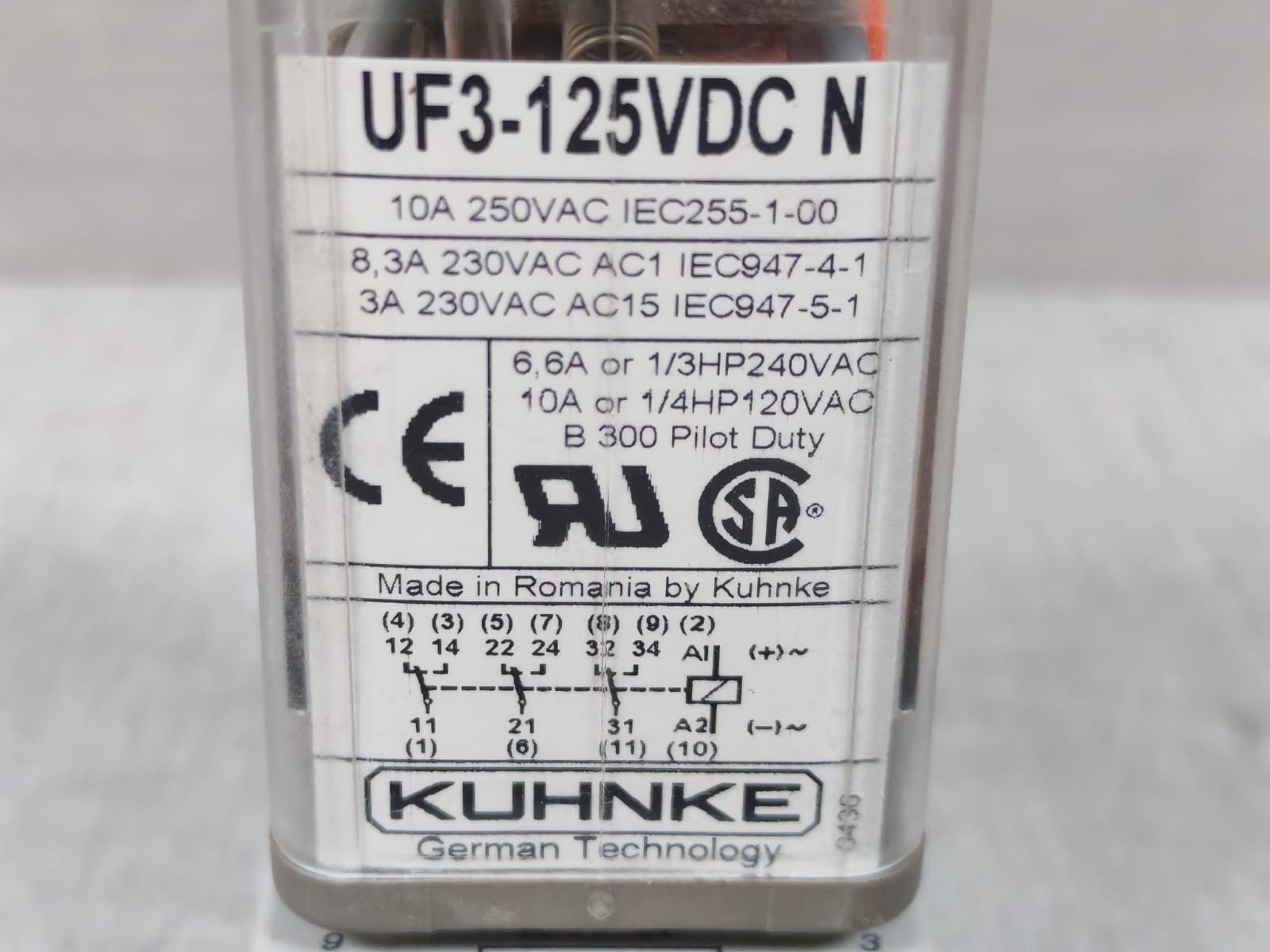 Kuhnke UF3-125VDC N KUHNKE UNIVERSAL UF3-125VDC N RELAY WITH BASE 10A 250VAC 3
