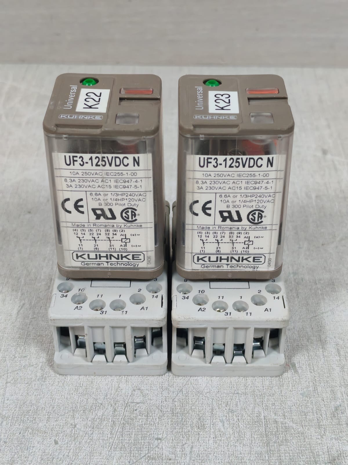Kuhnke UF3-125VDC N KUHNKE UNIVERSAL UF3-125VDC N RELAY WITH BASE 10A 250VAC 4