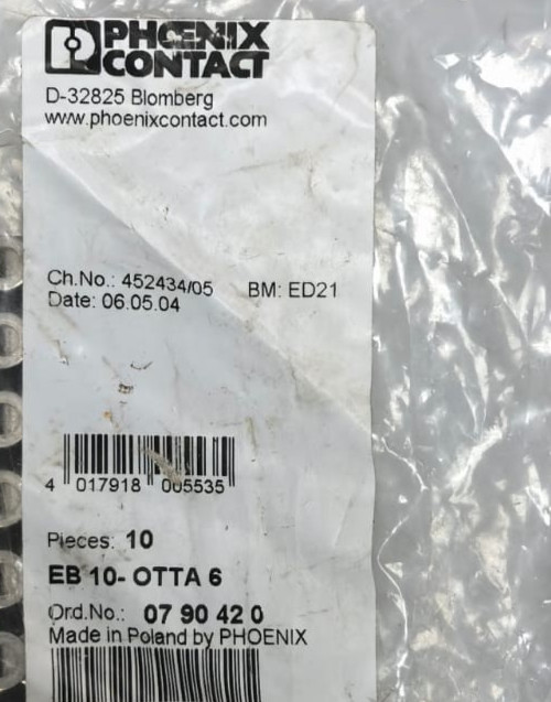 Phoenix Contact EB 10-OTTA 6 PCS PHOENIX CONTACT EB 10-OTTA 6 INSERTION BRIDGE 0790420 8