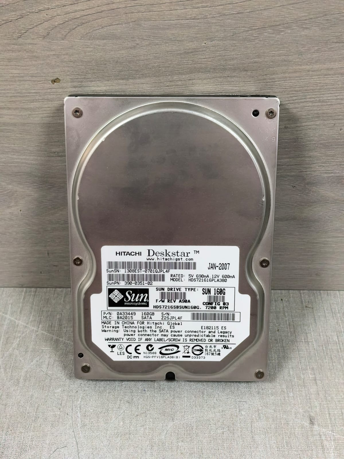 Hitachi 0A33449 160GB HDS721616PLA380 HITACHI SUN 0A33449 160GB HDS721616PLA380 DISK 7