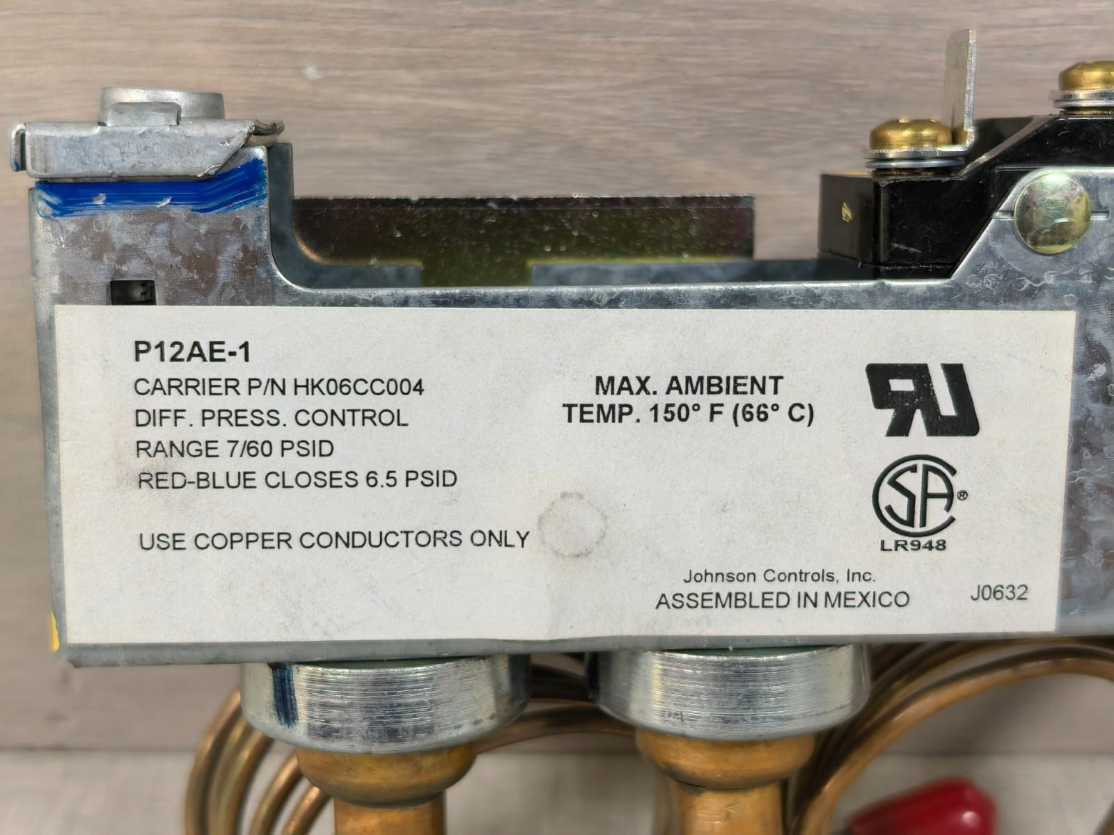 Carrier HK06CC004 CARRIER P12AE-1 P/N HK06CC004 DIFFERENT PRESSURE CONTROL 3