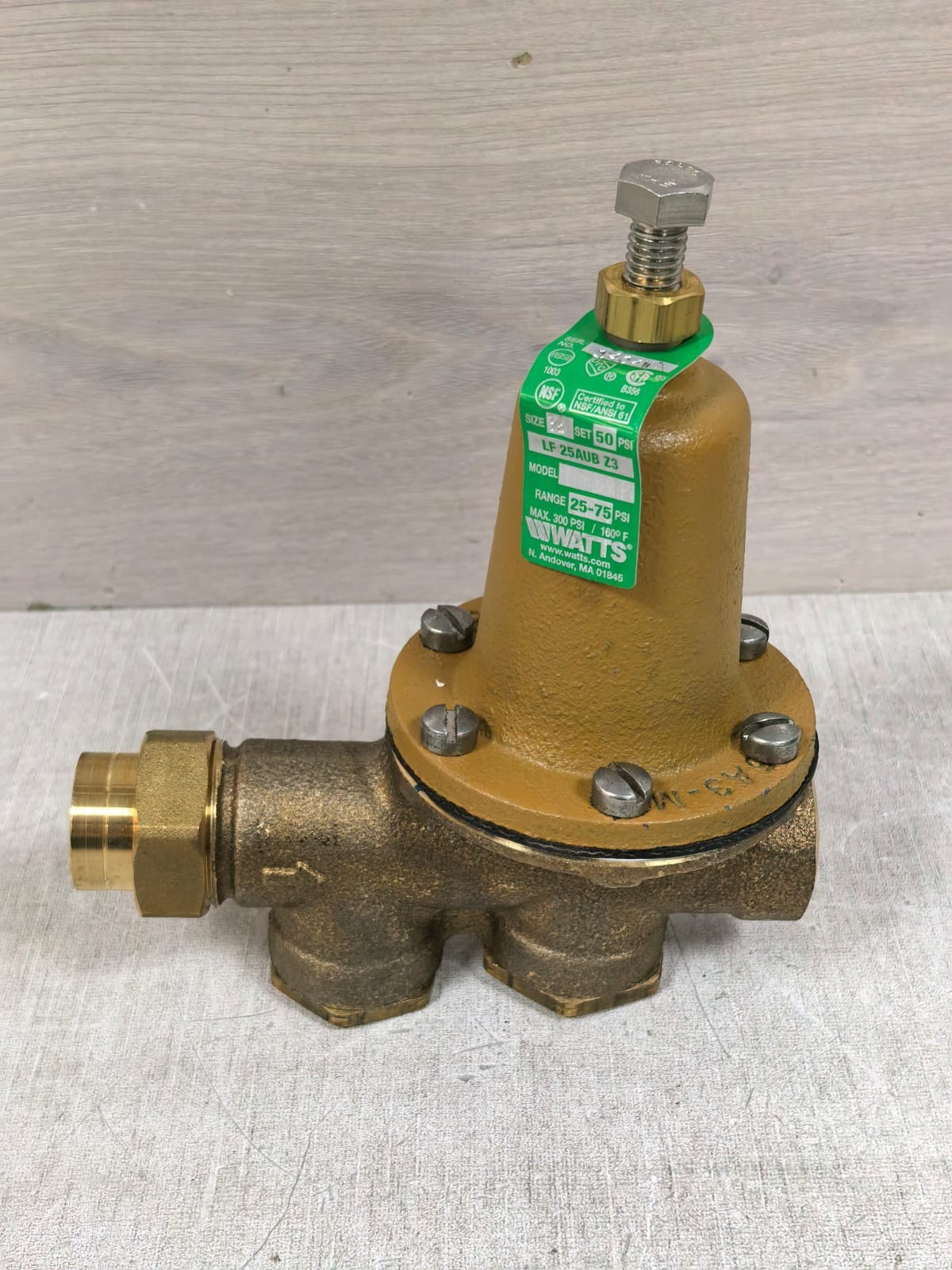 WATTS LF 25AUB Z3 WATTS LF 25AUB Z3 WATER PRESSURE REDUCING VALVE 1/2 25-75PSI 2