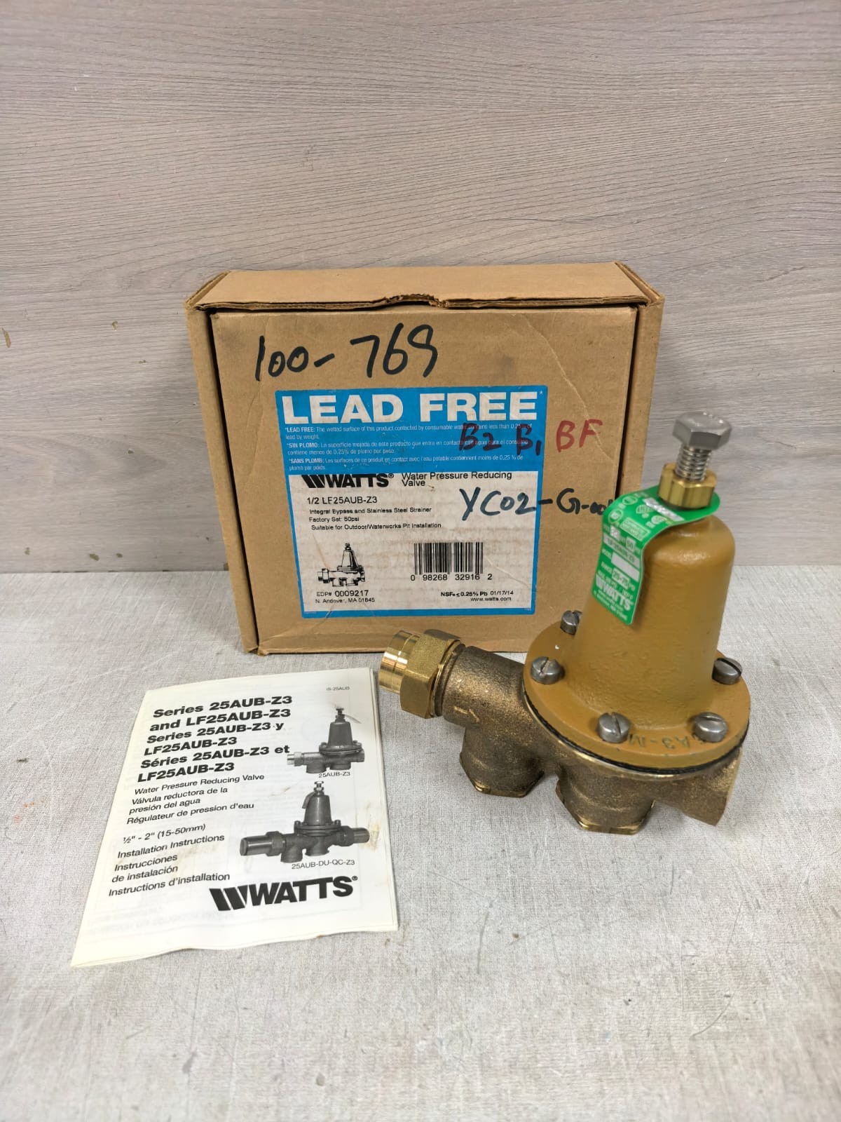 WATTS LF 25AUB Z3 WATTS LF 25AUB Z3 WATER PRESSURE REDUCING VALVE 1/2 25-75PSI 1