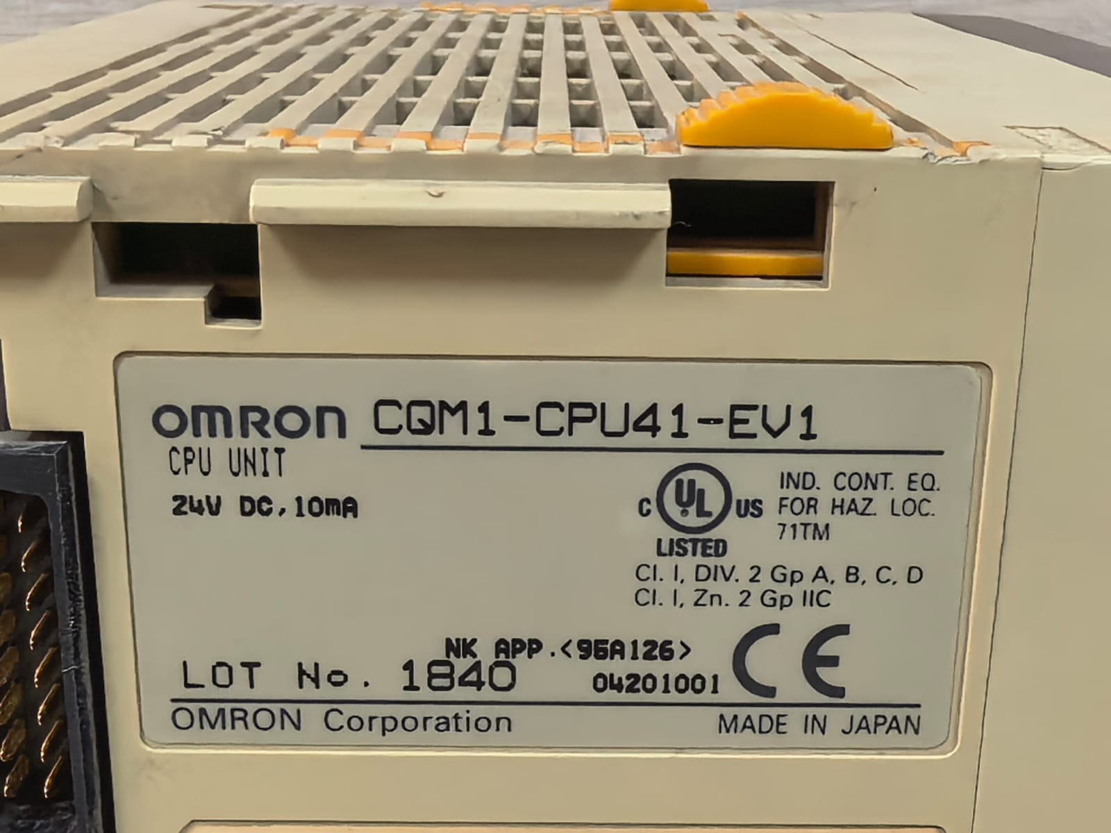 Omron CQM1-CPU41-EV1 OMRON CQM1-CPU41-EV1 SYSMAC CQM1 PROGRAMMABLE CONTROLLER 24VDC 6
