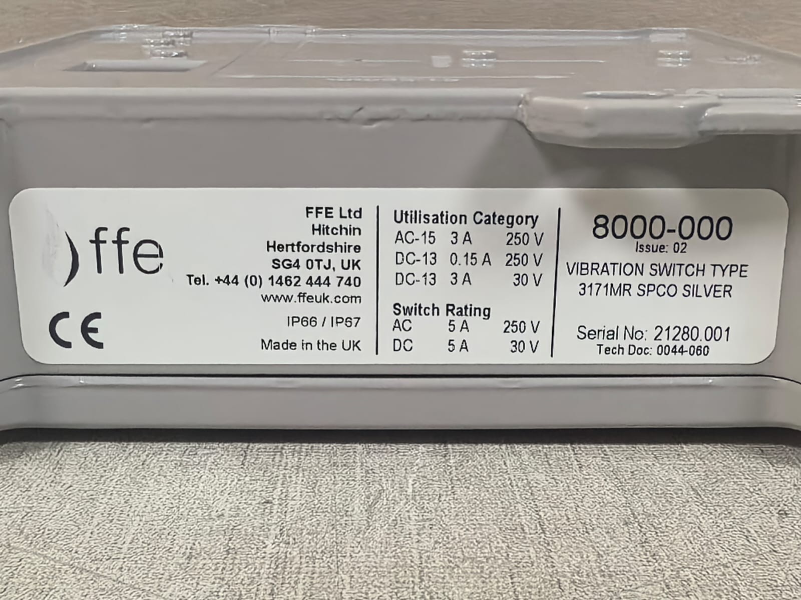 WEATHERPROOF 3171MR SPCO SILVER WEATHERPROOF 3171MR SPCO SILVER VIBRATION SWITCH TYPE 8000-000 FFE 5