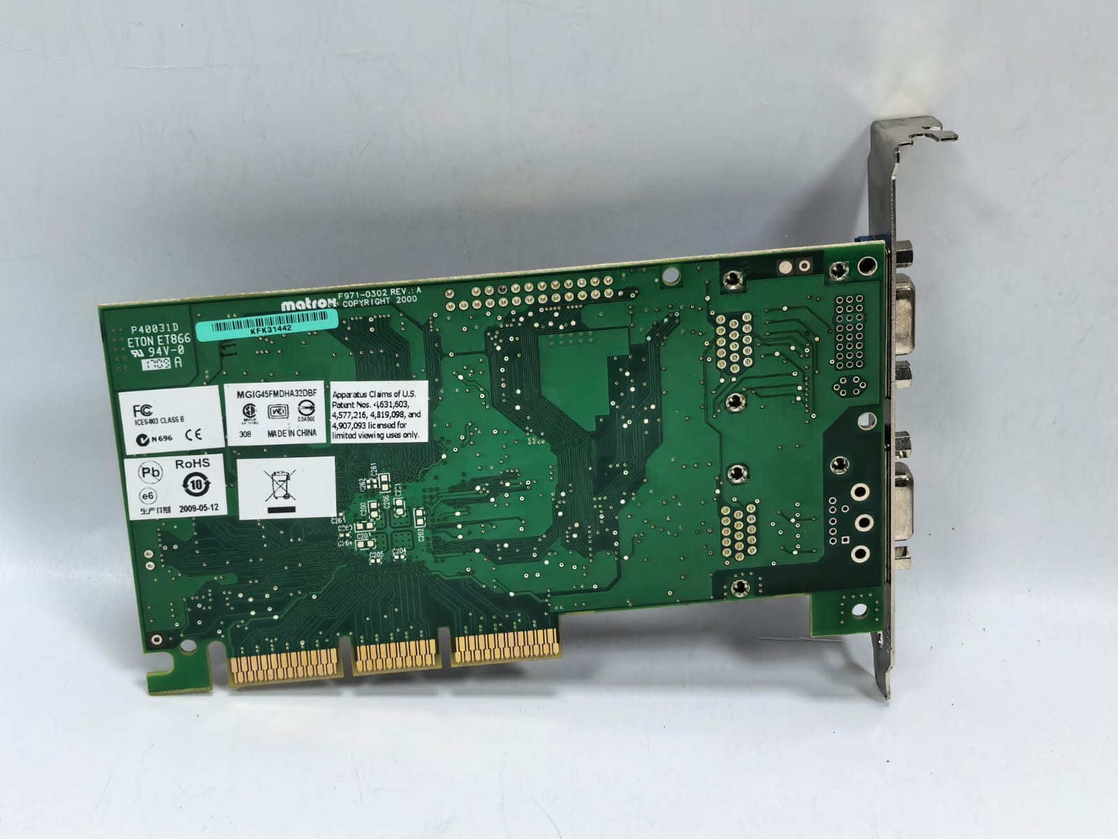MATROX F971-0302 REV.A P40031D ETON ET866 MATROX F971-0302 REV.A P40031D ETON ET866 DUAL VIDEO GRAPHICS CARD 4