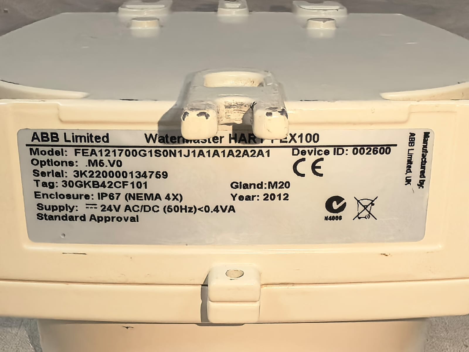 ABB FEX100 FEA121700G1S0N1J1A1A1A12A2A1 ABB LIMITED WATERMASTER HART FEX100 FEA121700G1S0N1J1A1A1A12A2A1 TRANSMITTER 8