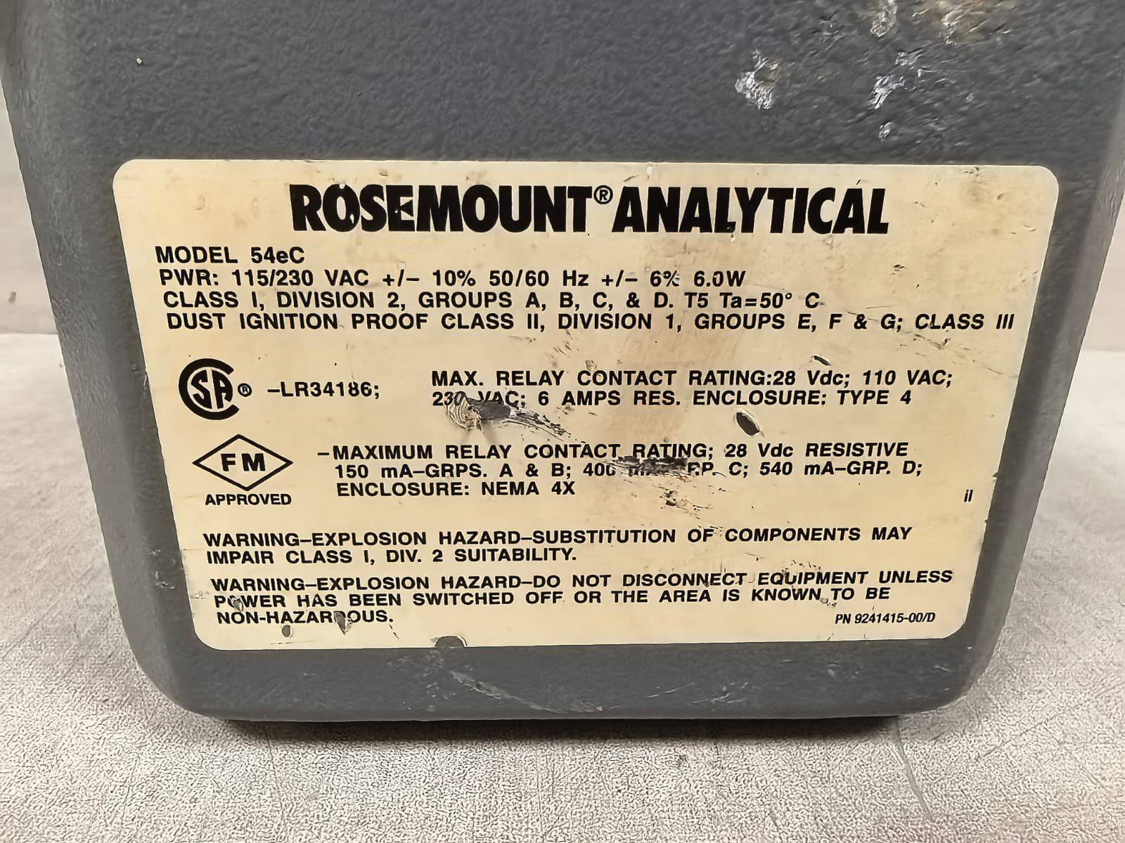 ROSEMOUNT ANALYTICAL 54EC ROSEMOUNT ANALYTICAL 54EC CONDUCTIVITY ANALYZER 9