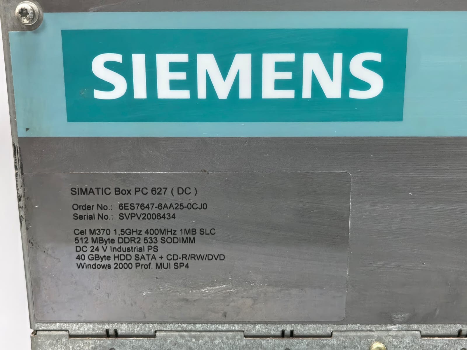 Siemens 6ES7647-6AA25-0CJ0 SIEMENS 6ES7647-6AA25-0CJ0 SIMATIC BOX PC 627(DC) 2
