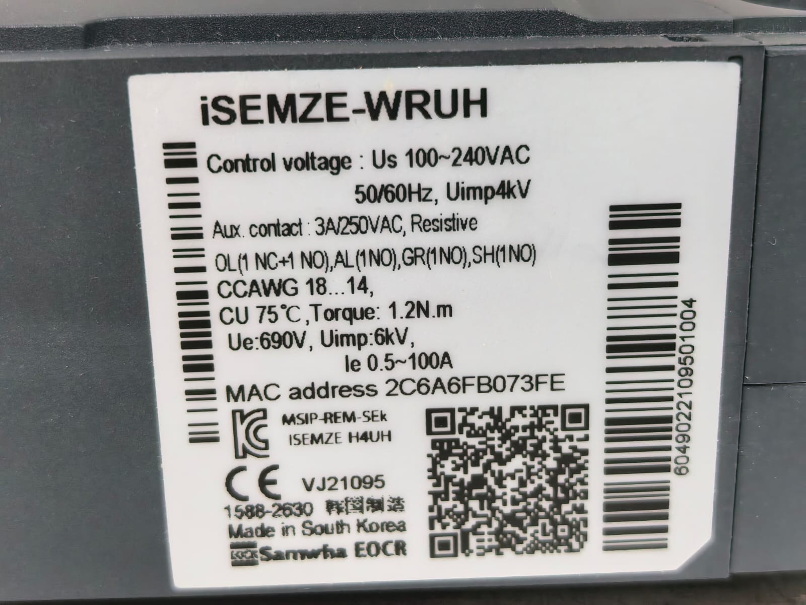 Schneider Electric EOCR-ISEM ZE / ISEMZE-WRUH SCHNEIDER ELECTRIC EOCR-ISEM ZE / ISEMZE-WRUH SMART ELECTRONIC PROTECTION RELAY 8