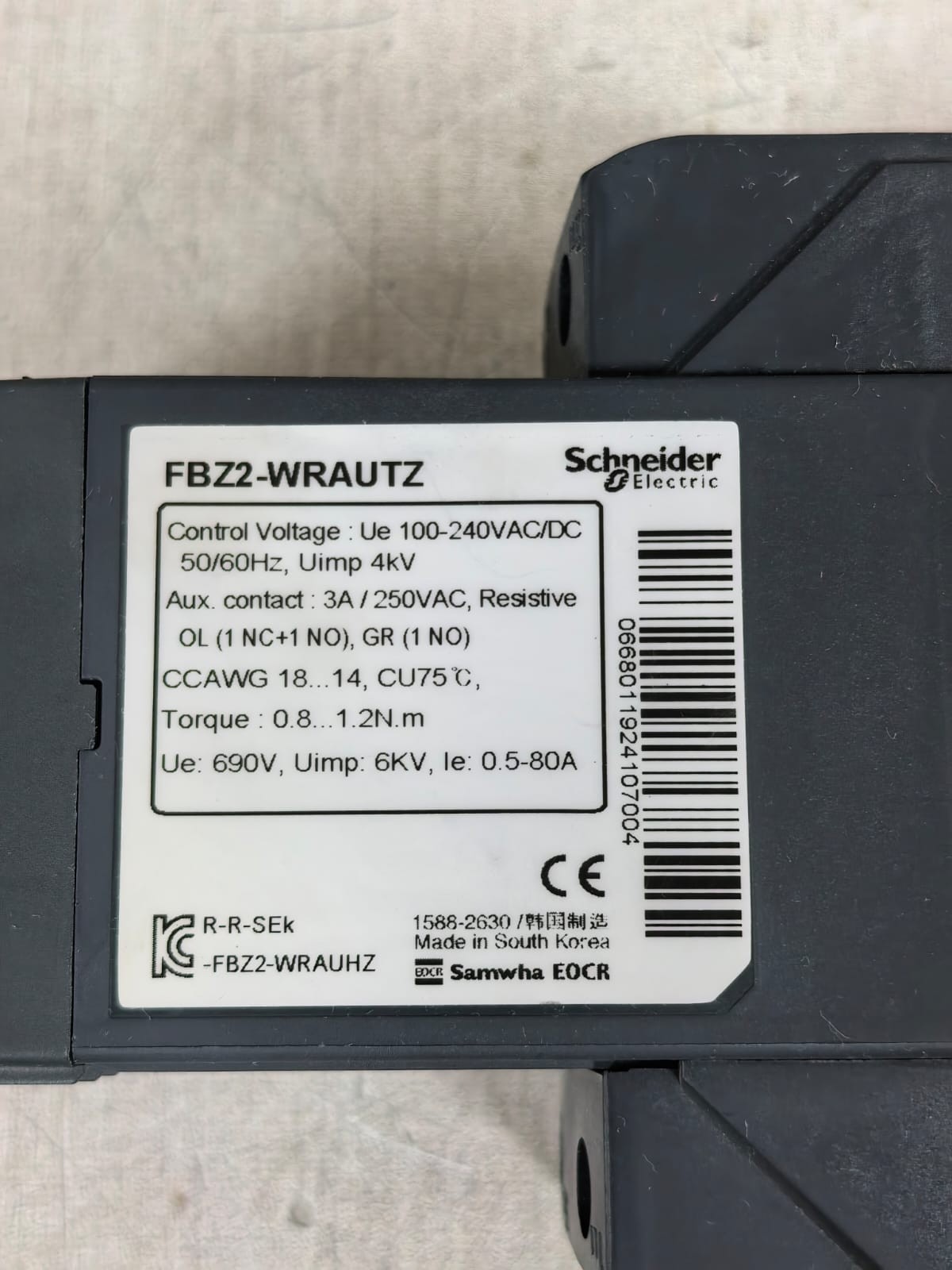 Schneider Electric FBZ2-WRAUTZ SCHNEIDER ELECTRIC FBZ2-WRAUTZ ELECTRONIC OVERCURRENT RELAY 100-240VAC/DC 8