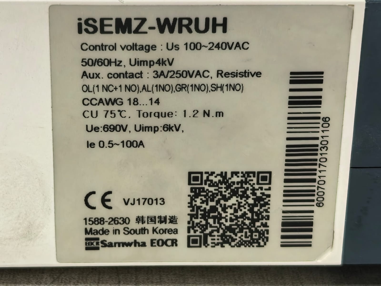 Schneider Electric ISEM Z/ ISEMZ-WRUH SCHNEIDER ELECTRIC ISEM Z/ ISEMZ-WRUH DIGITAL MOTOR PROTECTION RELAY 10