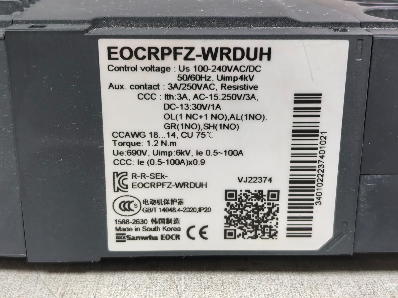 Schneider Electric EOCRPFZ/ EOCRPFZ-WRDUH SCHNEIDER ELECTRIC EOCRPFZ/ EOCRPFZ-WRDUH MOTOR PROTECTION RELAY 100-240VAC 7