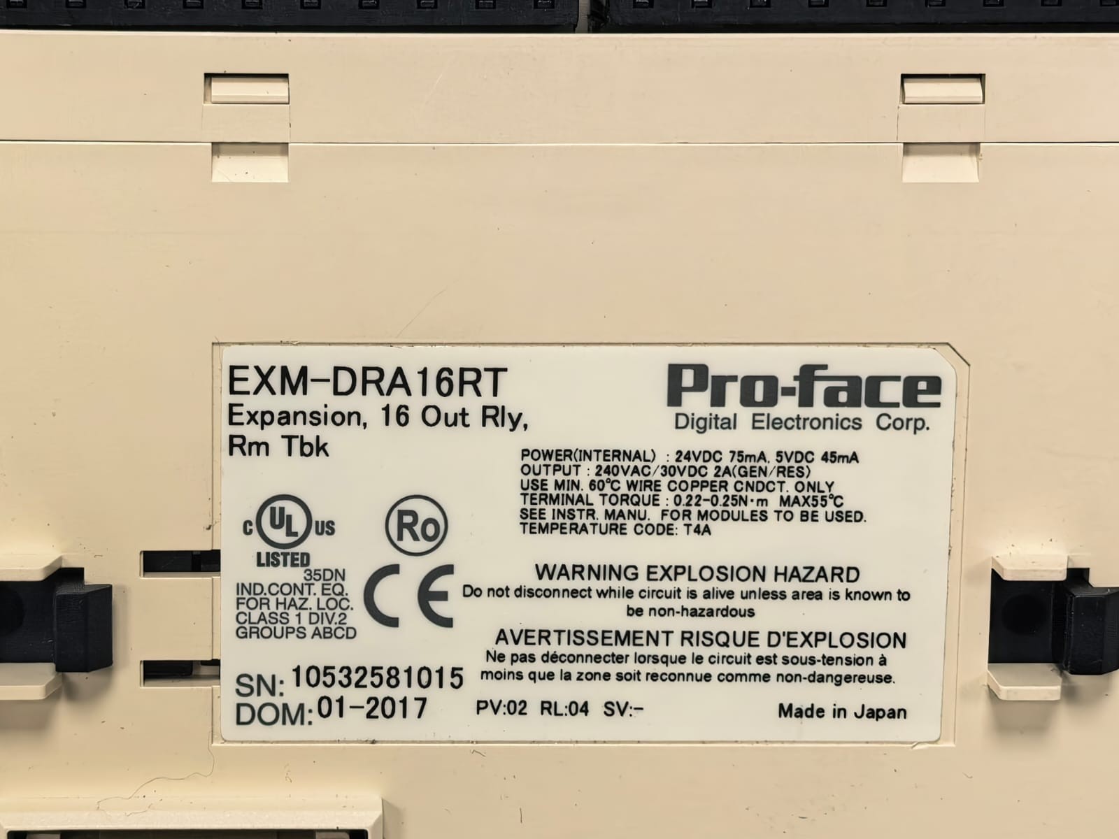 PRO-FACE EXM-DRA16RT PRO-FACE EXM-DRA16RT 16-POINT RELAY OUTPUT EXPANSION MODULE 2