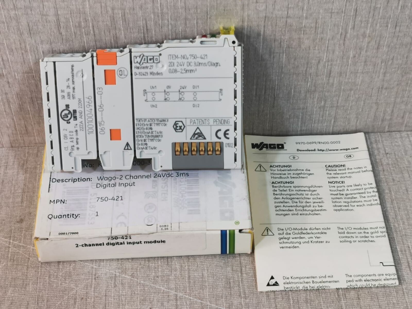 WAGO 750-421 WAGO 750-421 DIGITAL INPUT MODULE 1