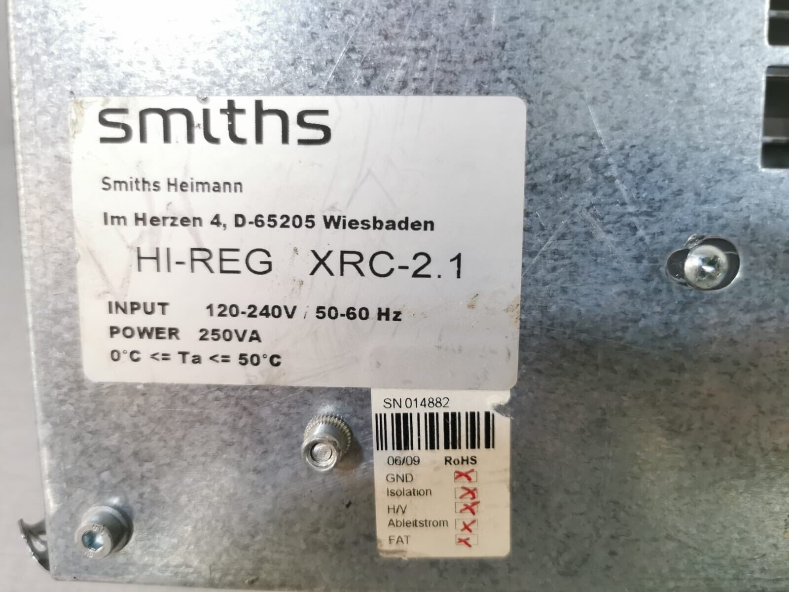 SMITHS HEIMANN HI-REG XRC-2.1 SMITHS HEIMANN HI-REG XRC-2.1 POWER SUPPLY 120-240V 4