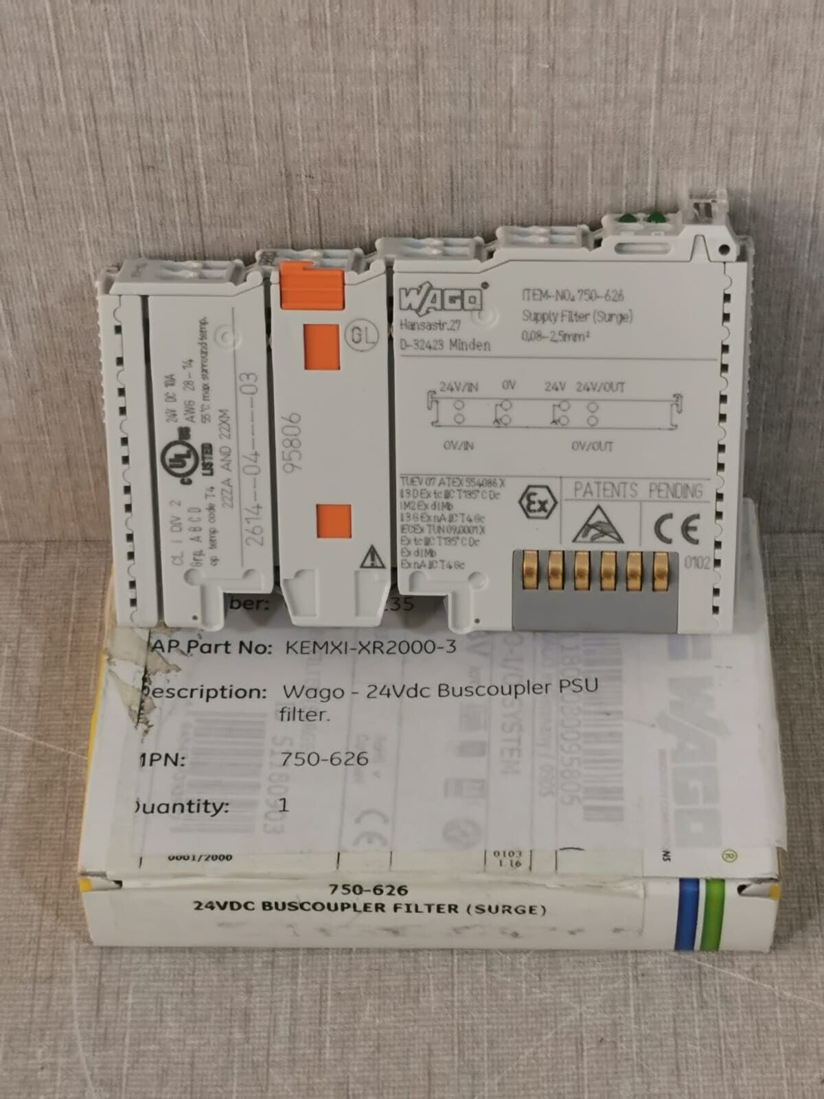 WAGO 750-626 Wago 750-626 Supply Filter Module 3