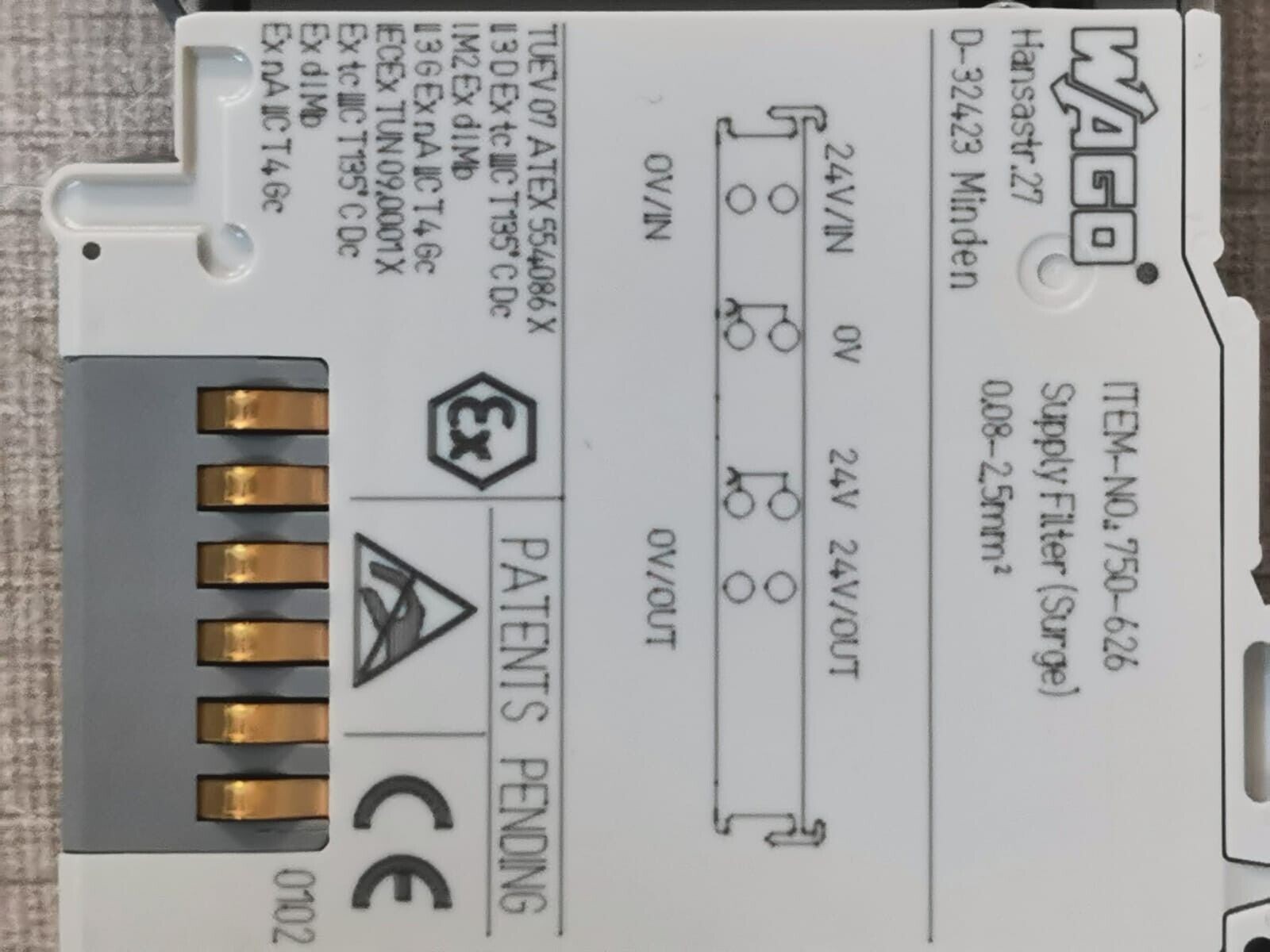 WAGO 750-626 Wago 750-626 Supply Filter Module 5