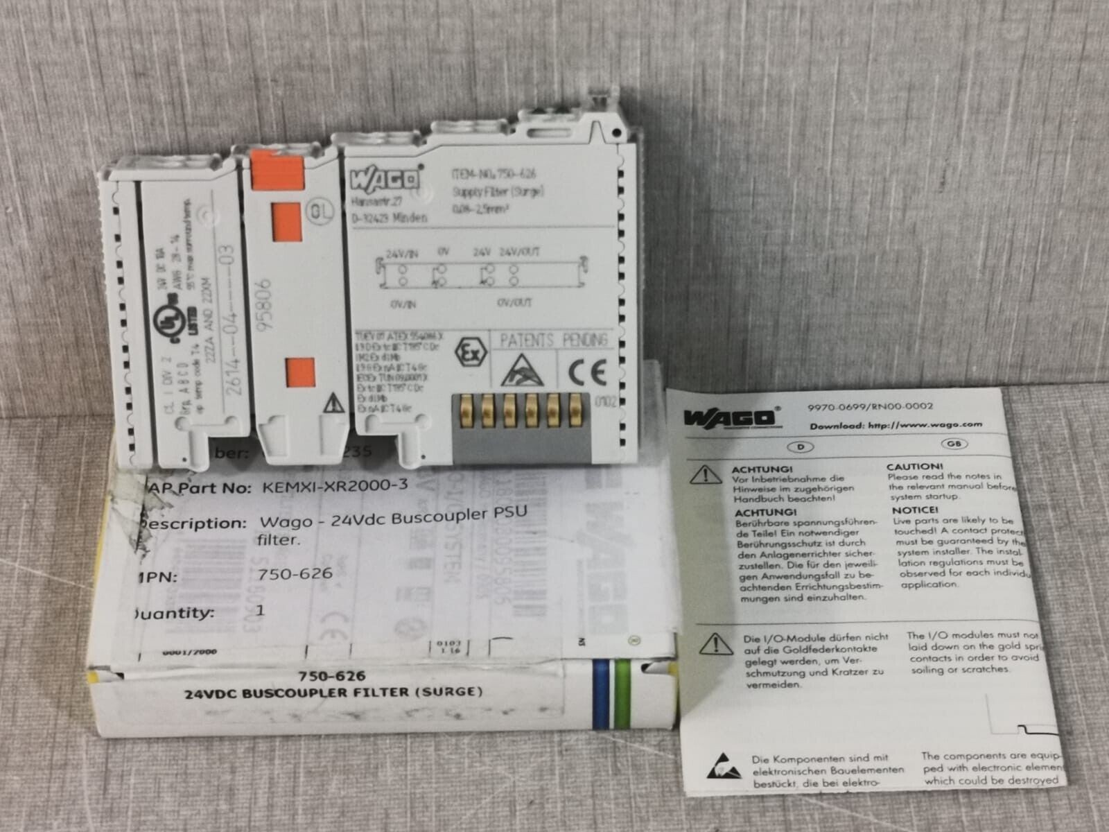 WAGO 750-626 Wago 750-626 Supply Filter Module 1