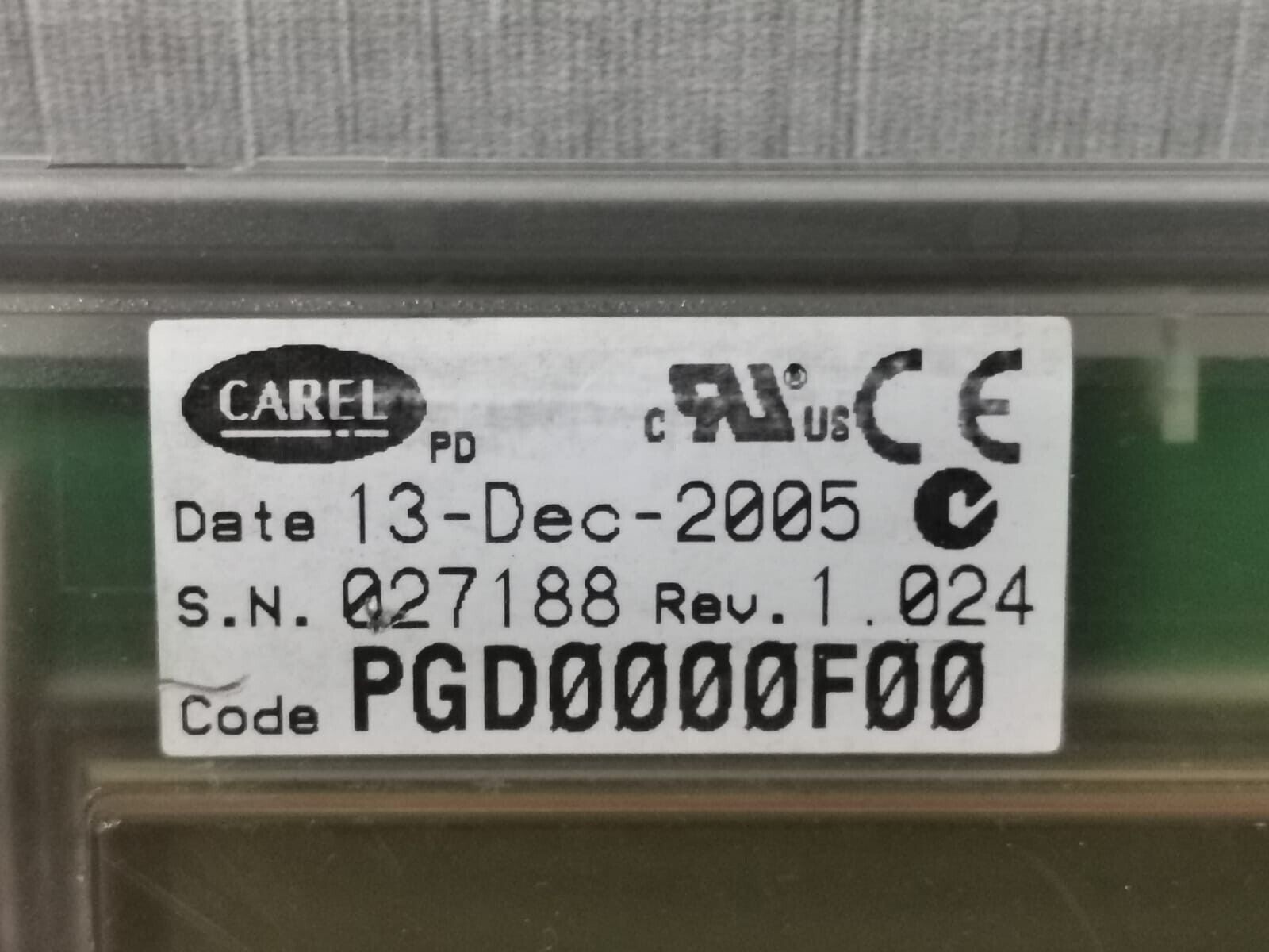 CAREL PGD0000F00 CAREL PGD0000F00 REV 1.024 PCO GRAPHIC DISPLAY- WITHOUT BACK COVER 2
