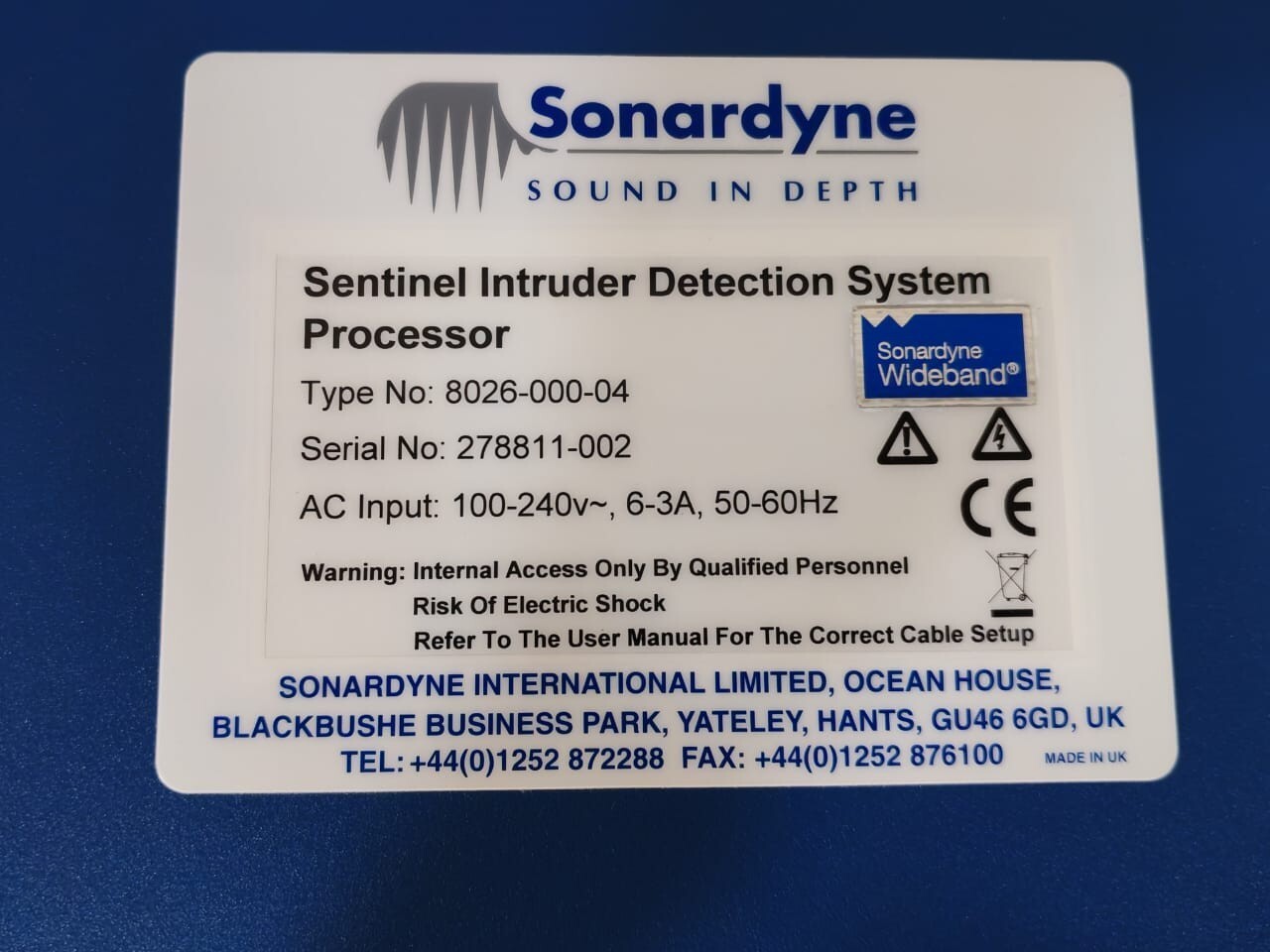Sonardyne 8026-000-04 Sonardyne 8026-000-04 Sentinel Intruder Detection System Processor 8