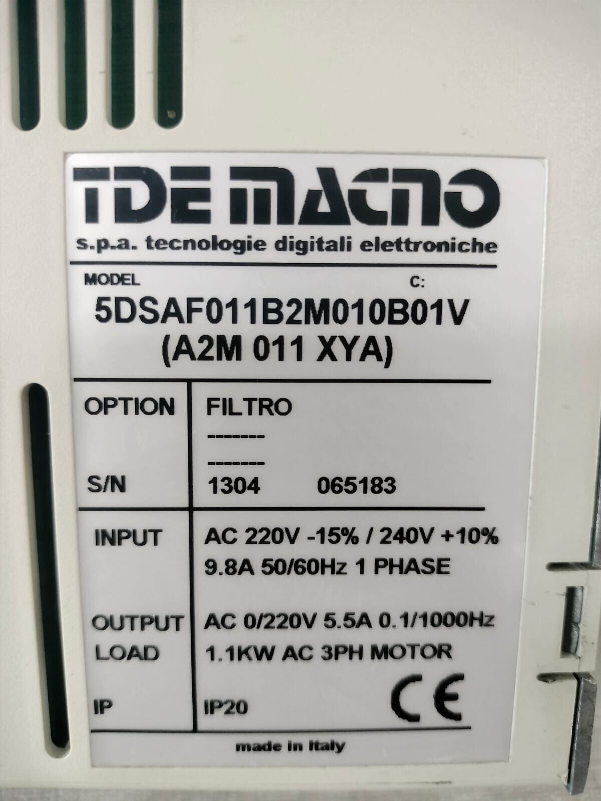 TDE MACNO 5DSAF011B2M010B01V (A2M 011 XYA) TDE MACNO 5DSAF011B2M010B01V (A2M 011 XYA) -TRIED & TESTED 5