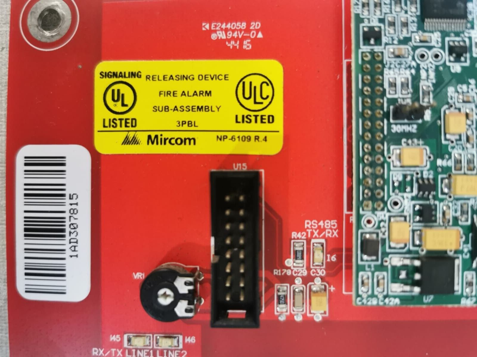 Mircom NP-6109 R.4 MIRCOM NP-6109 R.4 FIRE ALARM SUB-ASSEMBLY 3PBL /NP-7685 REV.01 3