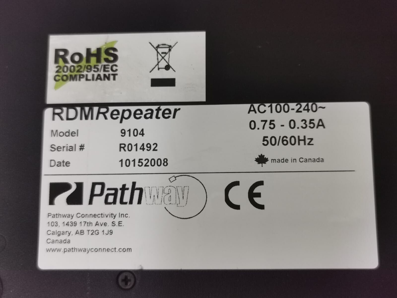 PATHWAY 9104 PATHWAY DMX REPEATER PRO 9104 RDM REPEATER AC100-240 _50/60Hz 7