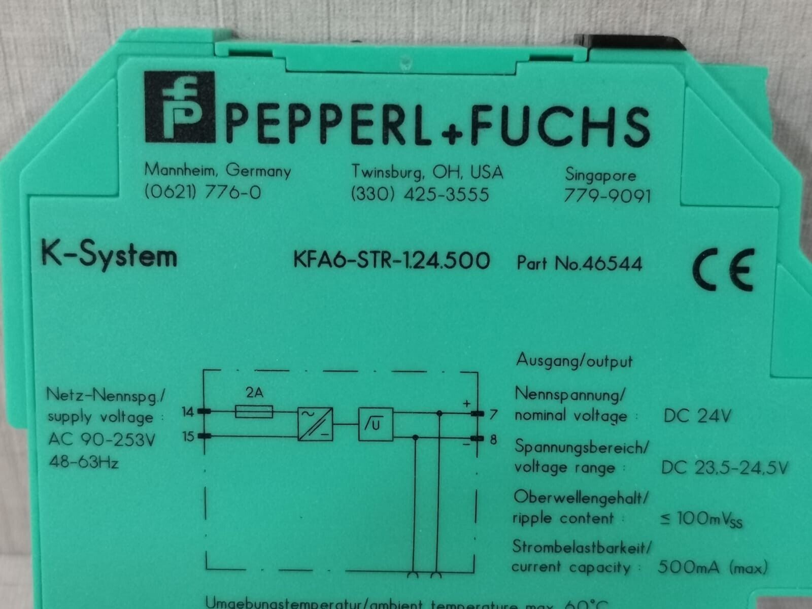 Pepperl+Fuchs KFA6-STR-1.24-500 PEPPERL+FUCHS KFA6-STR-1.24-500 K-System Power Supply 3