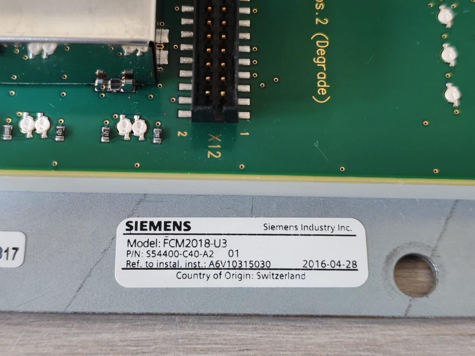 Siemens FCM2018-U3 SIEMENS FCM2018-U3 P/N S54400-C40-A2 FIRE ALARM OPERATOR INTERFACE PANEL 7