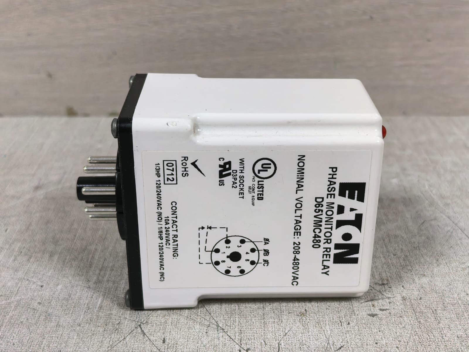 Cutler-Hammer D65VMC480 EATON CUTLER HAMMER D65VMC480 PHASE MONITOR RELAY 208-480VAC 5