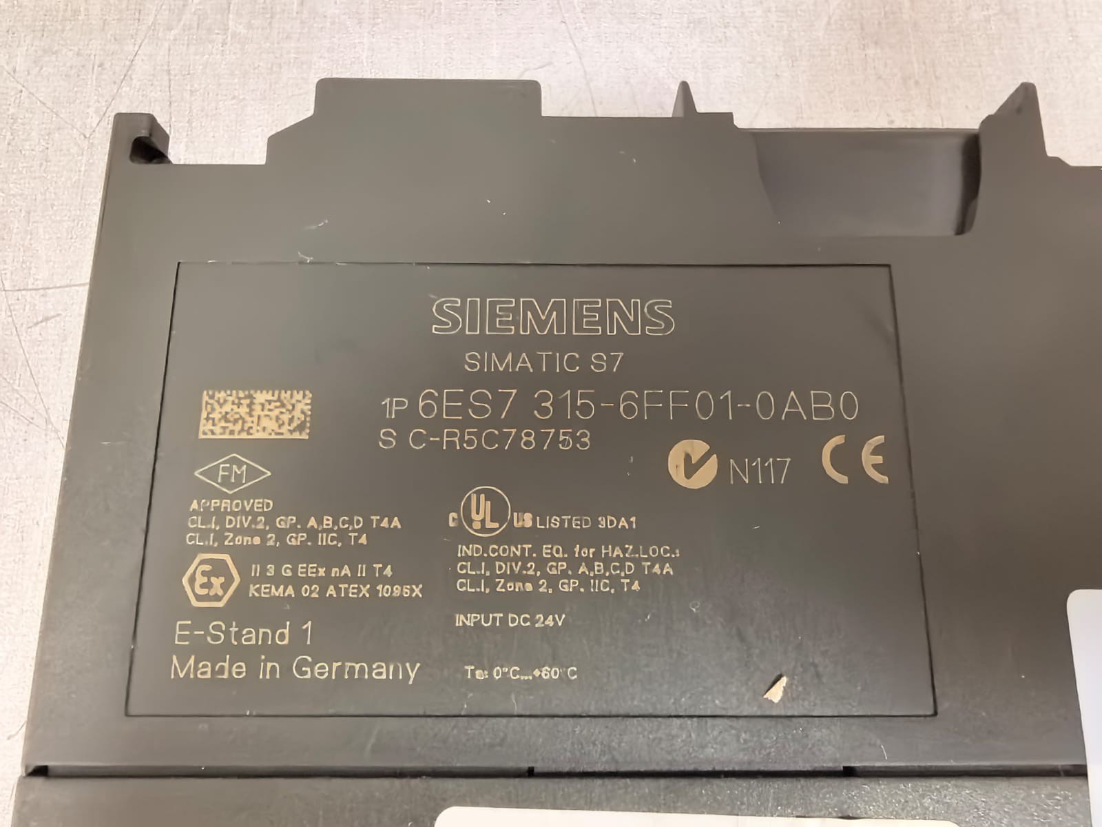 Siemens 6ES7 315-6FF01-0AB0 SIEMENS SIMATIC S7-300 6ES7 315-6FF01-0AB0 E STAND 1 CENTRAL CPU 9