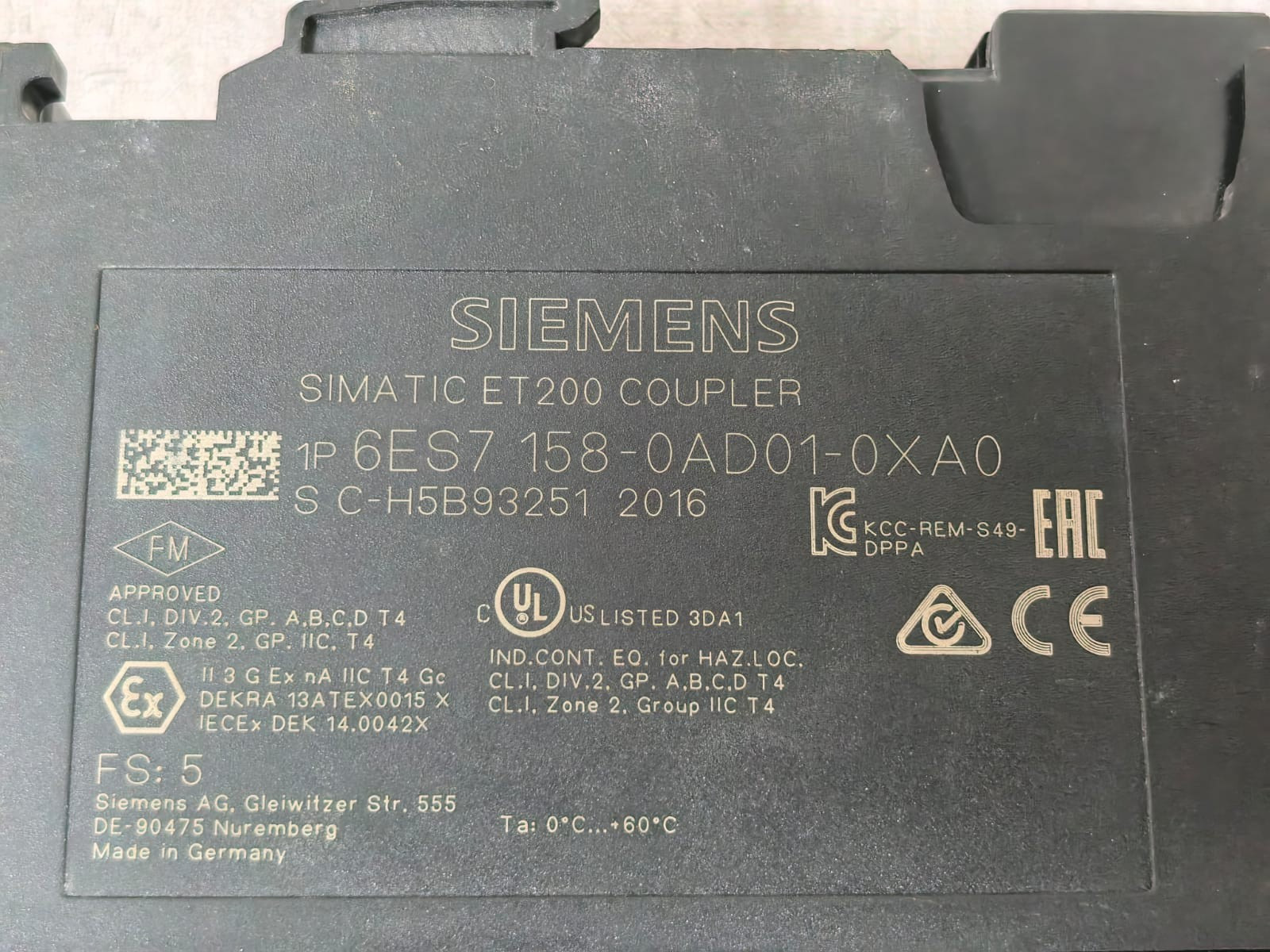 Siemens 6ES7 158-0AD01-0XA0 FS:5 SIEMENS SIMATIC ET200 6ES7 158-0AD01-0XA0 FS:5 DP/DP COUPLER 4