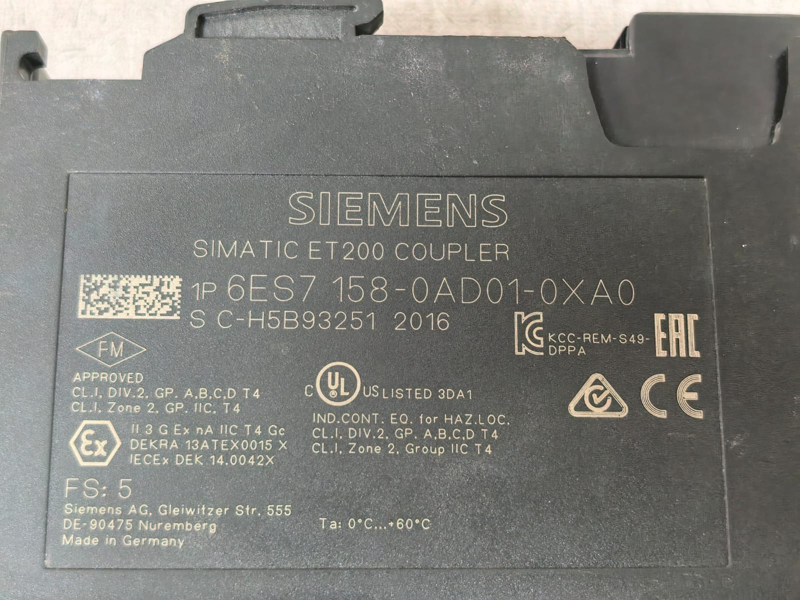 Siemens 6ES7 158-0AD01-0XA0 FS:5 SIEMENS SIMATIC ET200 6ES7 158-0AD01-0XA0 FS:5 DP/DP COUPLER 10
