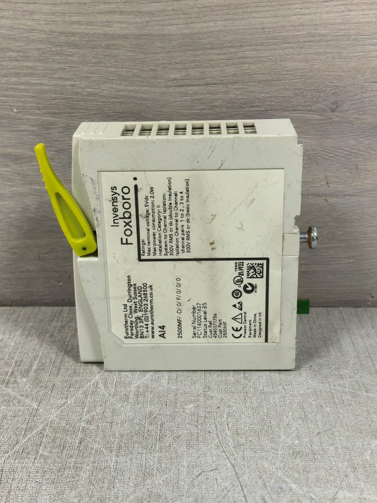 INVENSYS FOXBORO AI4 2500MF/-D/0/F/0/0/0 INVENSYS FOXBORO AI4 2500MF/-D/0/F/0/0/0 INPUT MODULE 6