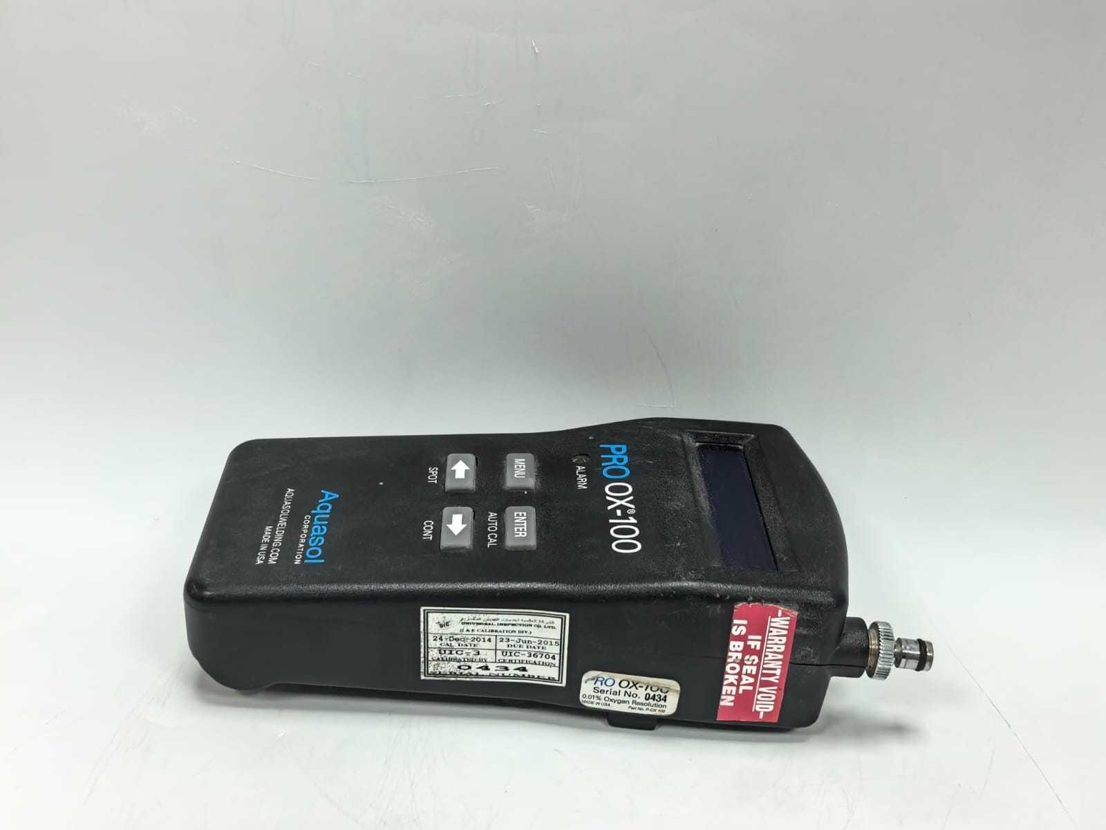 AQUASOL PRO OX-100 AQUASOL PRO OX-100 PROGRAMMABLE DIGITAL WELDING OXYGEN PURGE MONITOR & ALARM 5