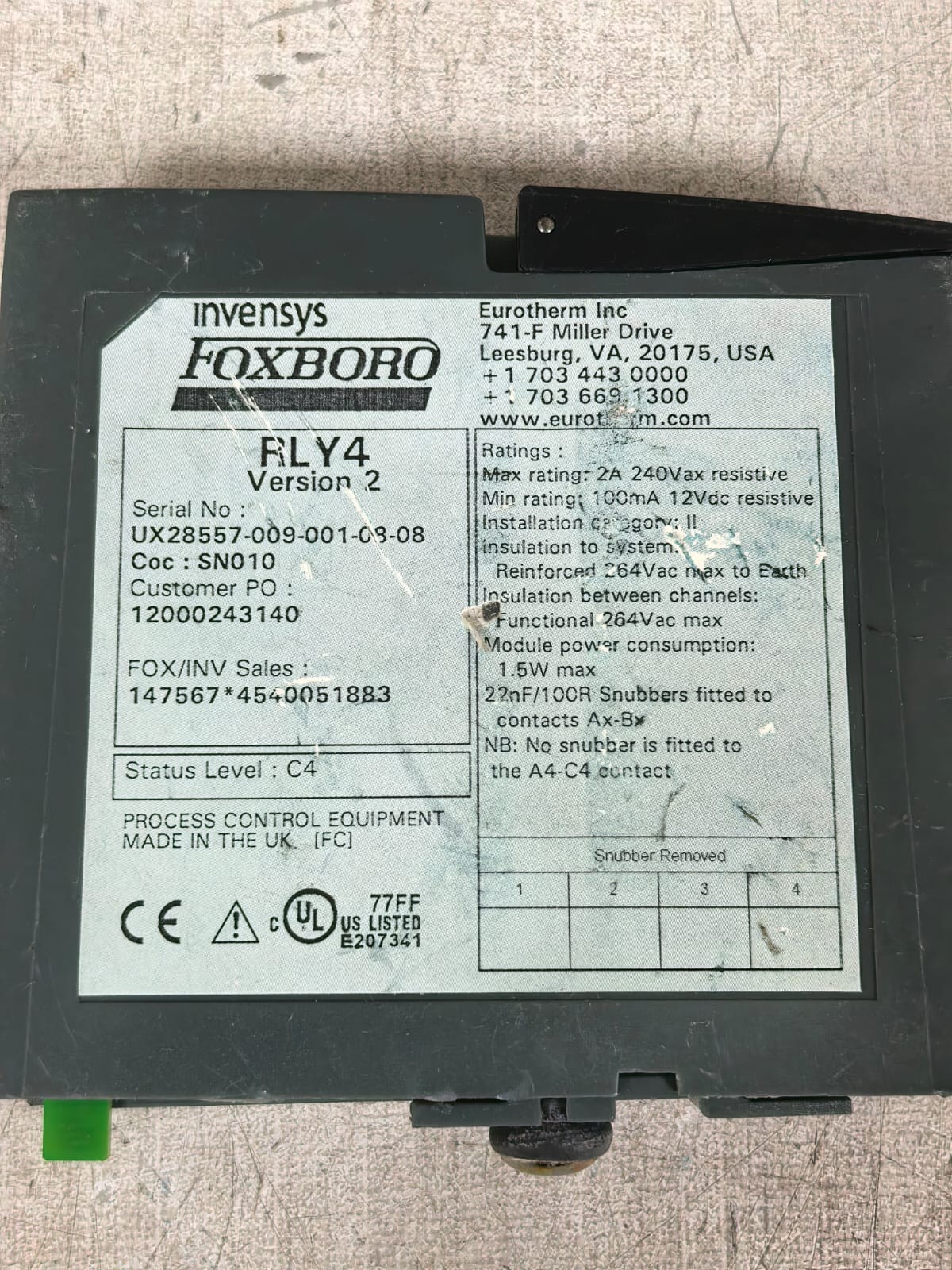 INVENSYS FOXBORO RLY4 VERSION 2 INVENSYS FOXBORO RLY4 VERSION 2 MODULE 4