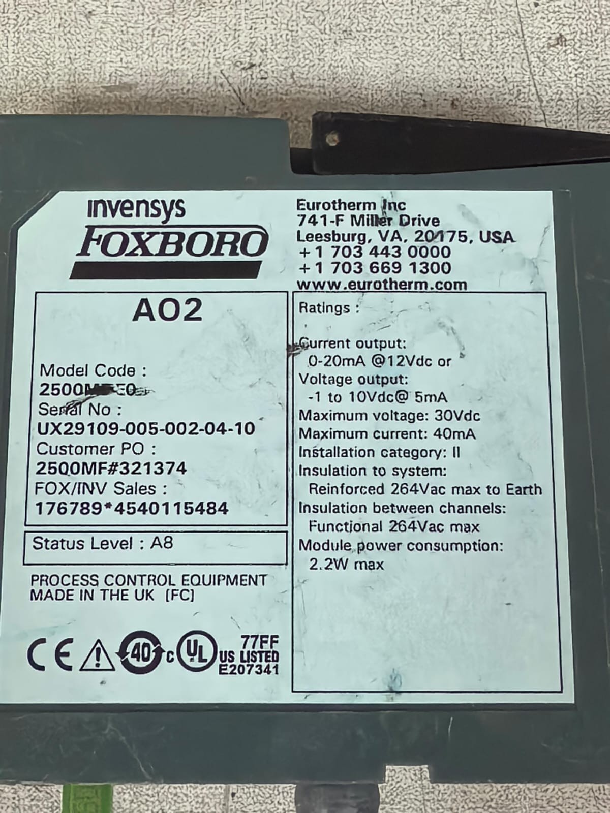 INVENSYS FOXBORO AO2 INVENSYS FOXBORO AO2 MODULE 4