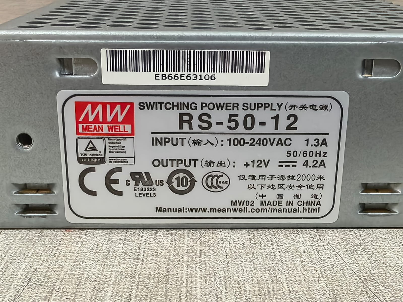 MEAN WELL RS-50-12 MEANWELL RS-50-12 SWITCHING POWER SUPPLY 100-240VAC 4