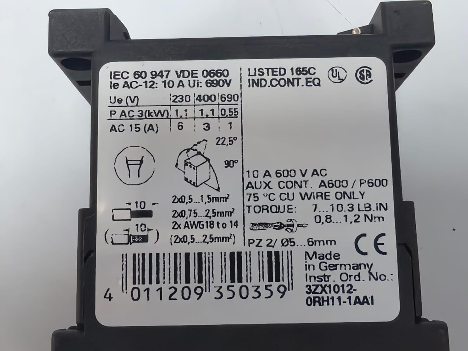 Siemens 3RH1131-1BF40 SIEMENS 3RH1131-1BF40 CONTACTOR RELAY 4