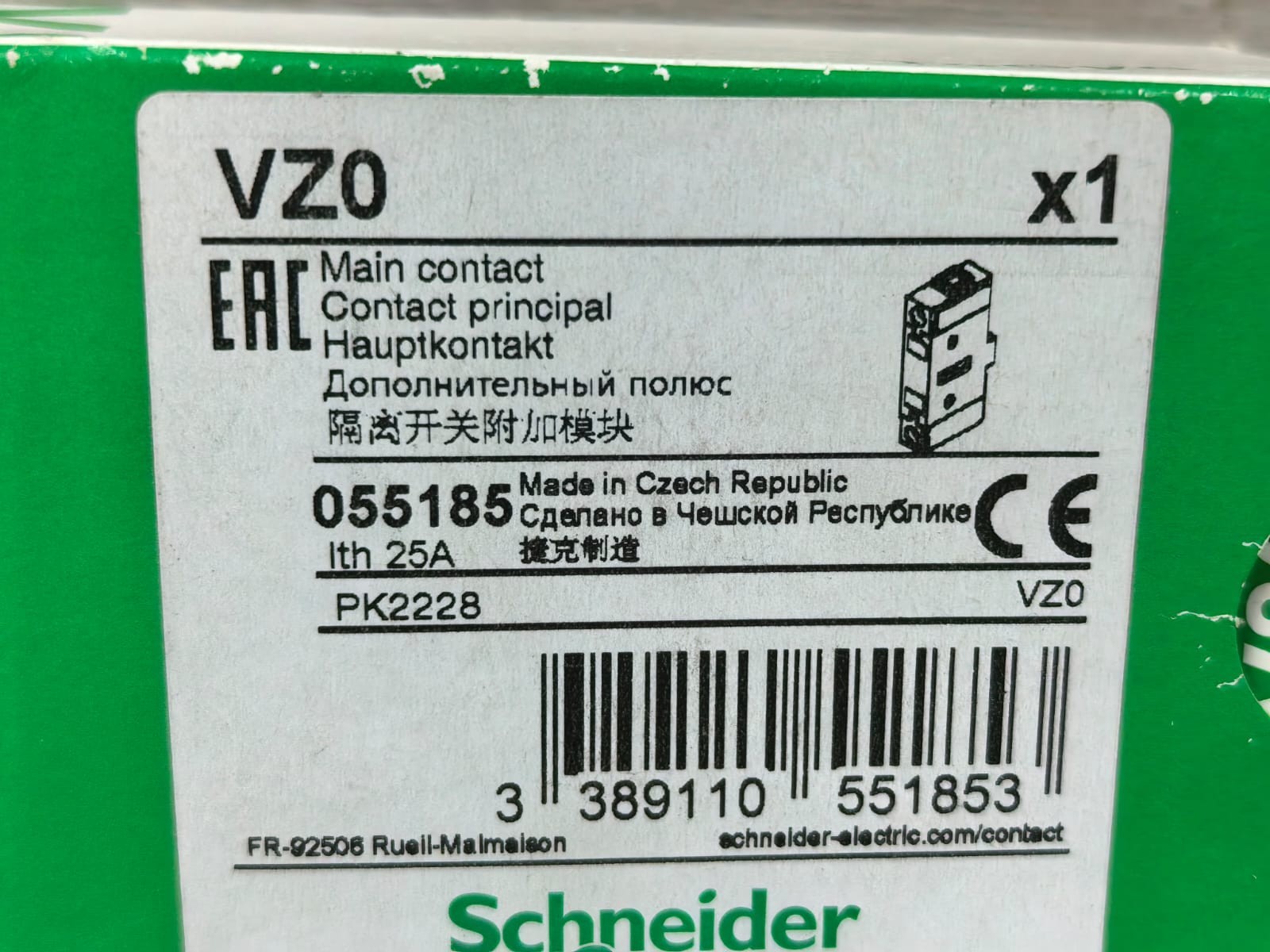Schneider Electric VZ0 SCHNEIDER ELECTRIC VZ0 MAIN CONTACT 10