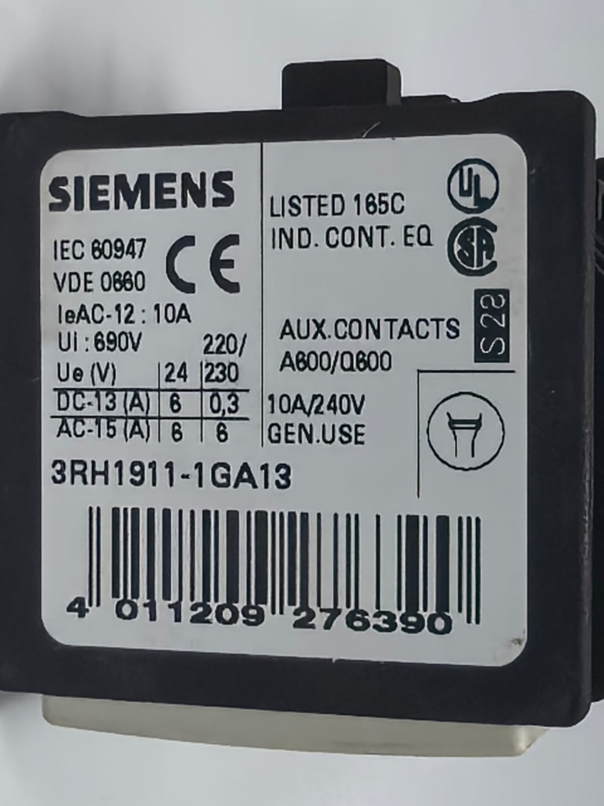 Siemens 3RH1911-1GA13 SIEMENS 3RH1911-1GA13 AUXILLARY SWITCH BLOCK PCS 3
