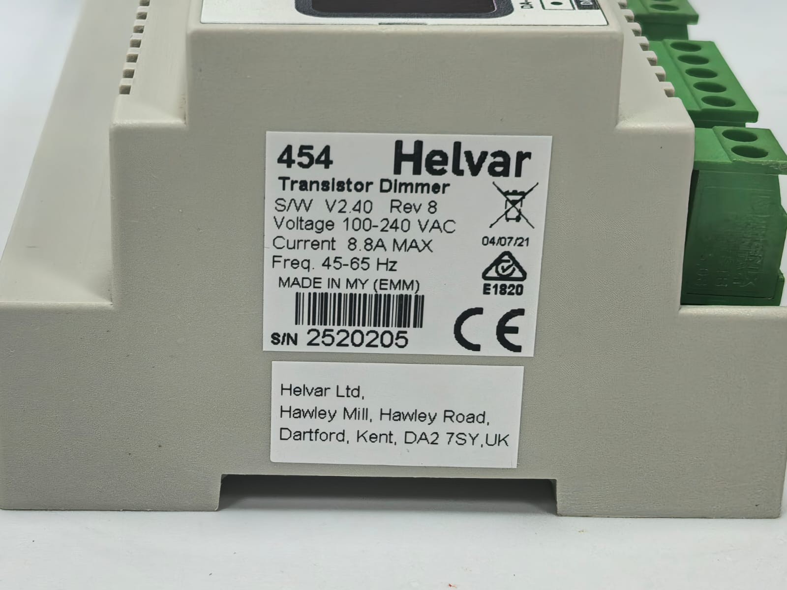 HELVAR 454 HELVAR 454 TRANSISTOR DIMMER S/W V2.40 REV.8 4